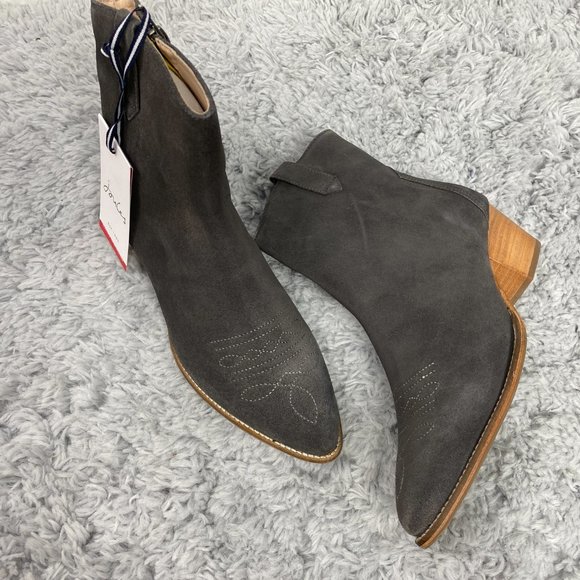 Joules Women's Western Leather Boots Elmwood Grey Women's Size US 8 NEW - Picture 5 of 10